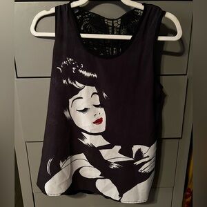 Disney Couture Rhinestone Sleeping Beauty Lace Back Tank Top